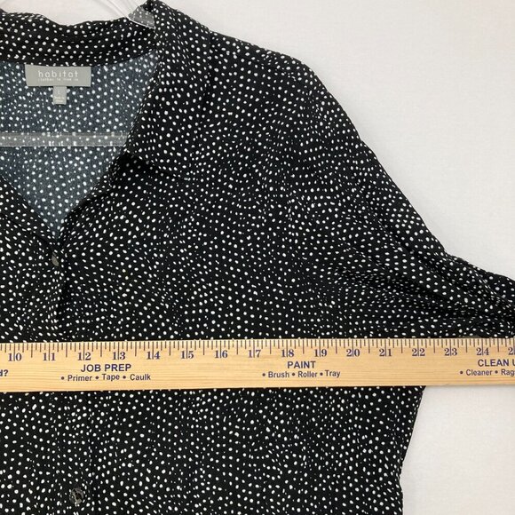 Habitat Large Black White Polka Dot Ultra Soft Tiered Ruffle Hem Button Down - Picture 7 of 10